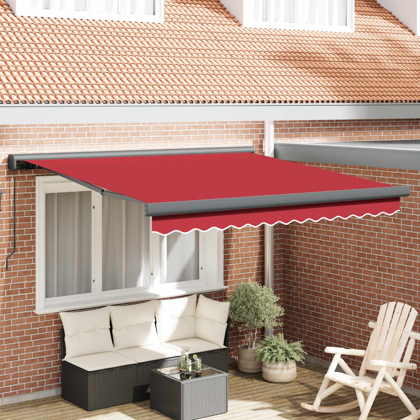 Tenda retrattile Rosso 300 x 250 cm Tela e Alluminio | homemem39