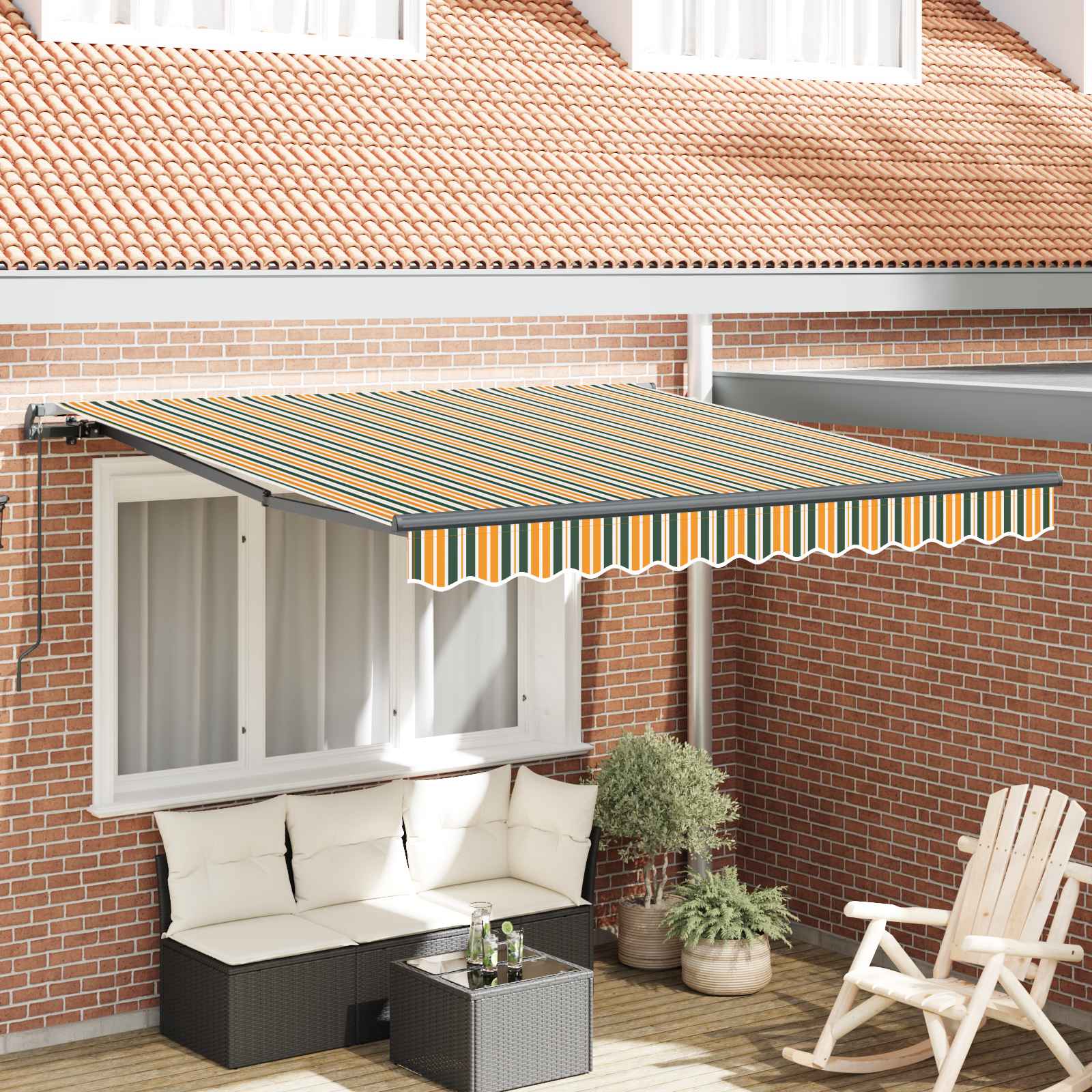 Tenda retrattile Verde e giallo 300 x 250 cm | homemem39
