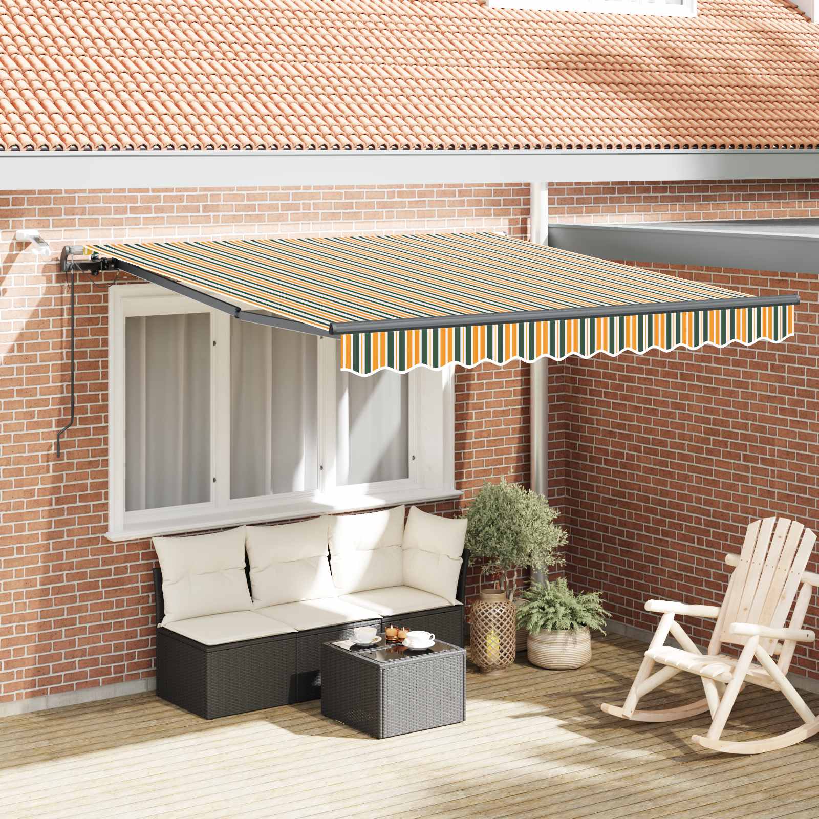 Tenda retrattile Verde e giallo 300 x 250 cm Poliestere | homemem39