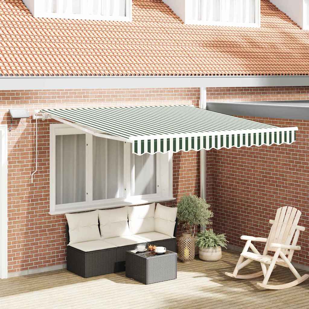 Tenda Retrattile Verde e Bianco 300 x 250 cm Tessuto e acciaio | homemem39