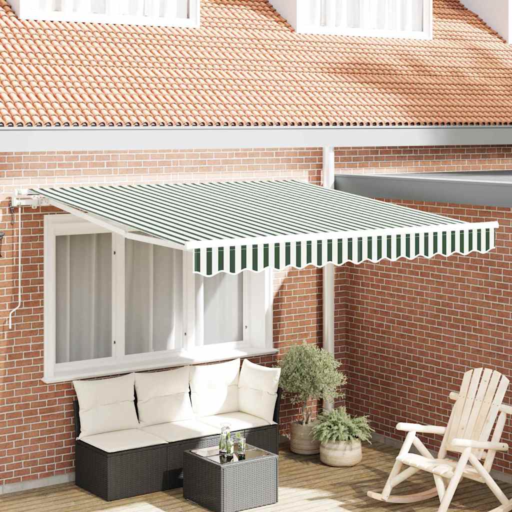 Tettuccio Elettrico Retrattile Verde e Bianco 300 x 250 cm | homemem39