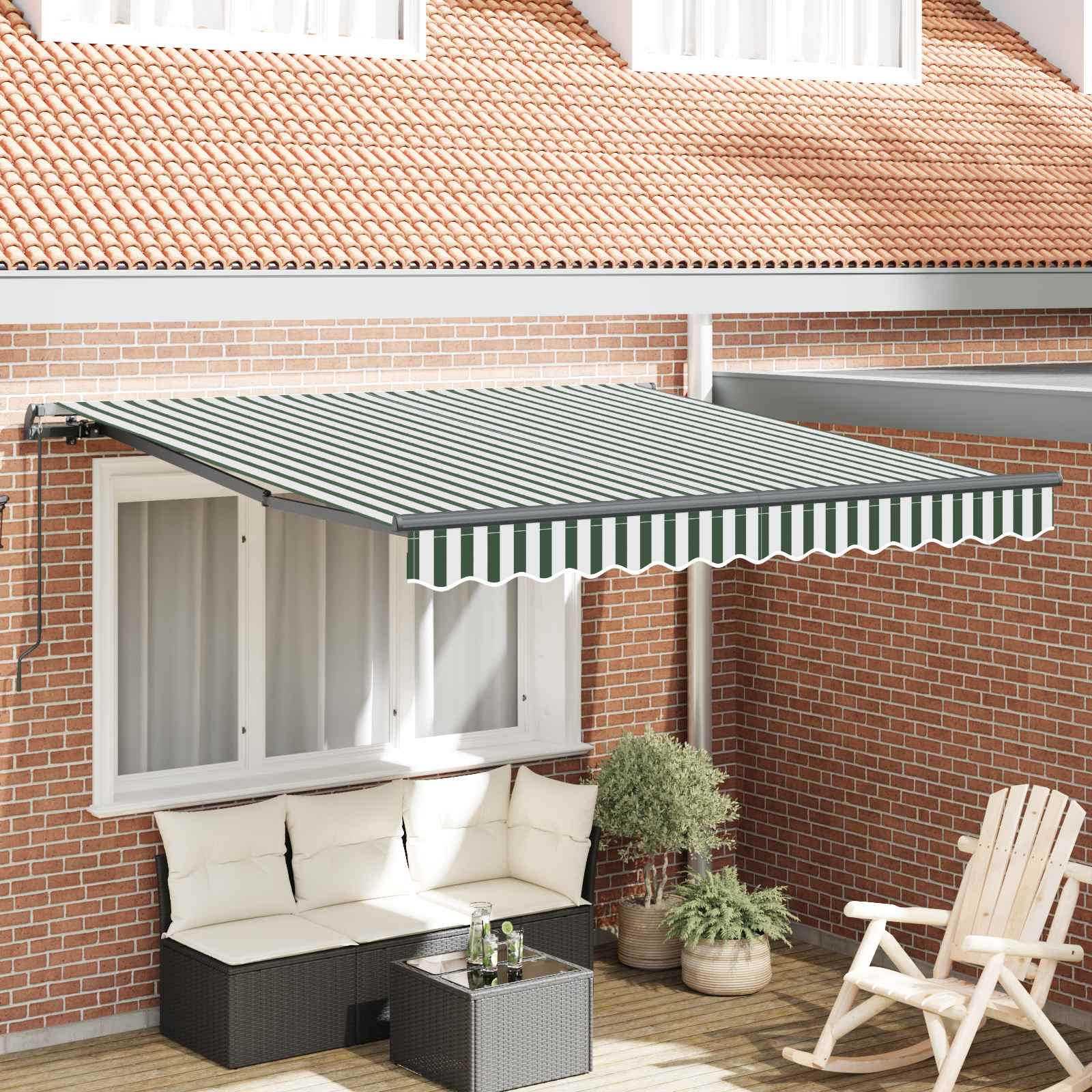 Tenda Retrattile Verde e Bianco 300 x 250 cm | homemem39