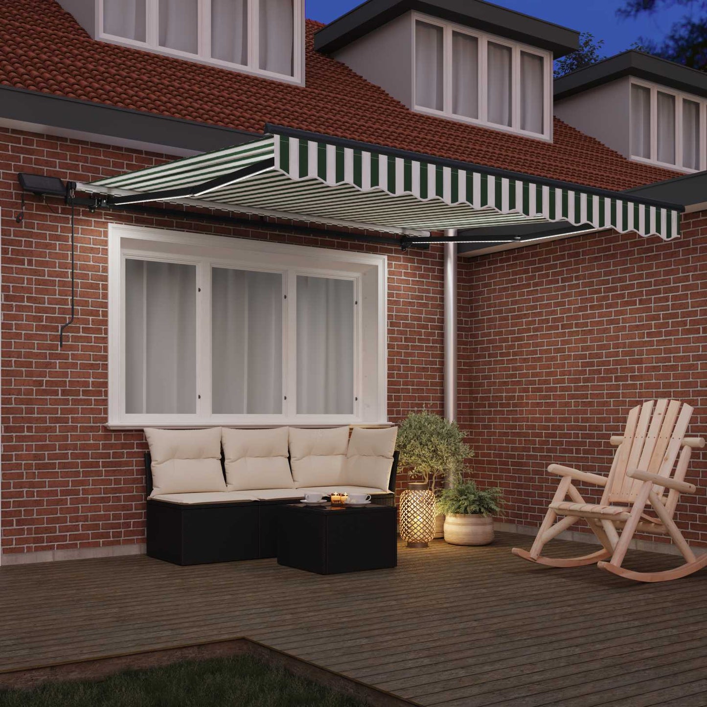 Tenda Retrattile Verde e bianco 300 x 250 cm Tessuto | homemem39