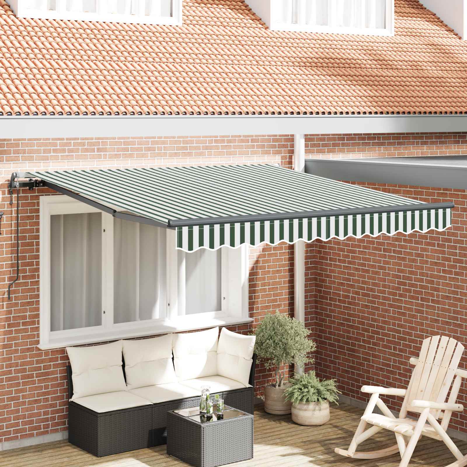 Tenda Retrattile Verde e Bianco 300 x 250 cm | homemem39