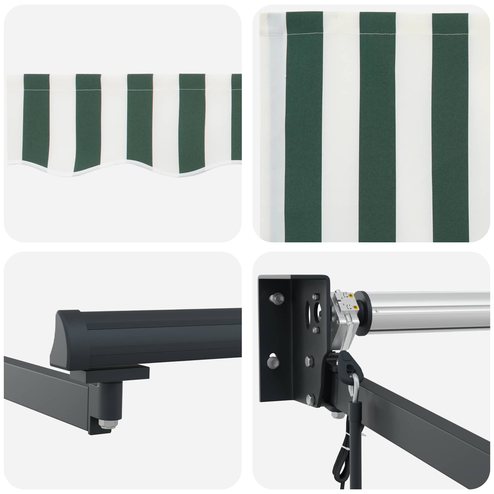 Tenda da Sole Verde e Bianco 300 x 250 x 165 cm Poliestere | homemem39