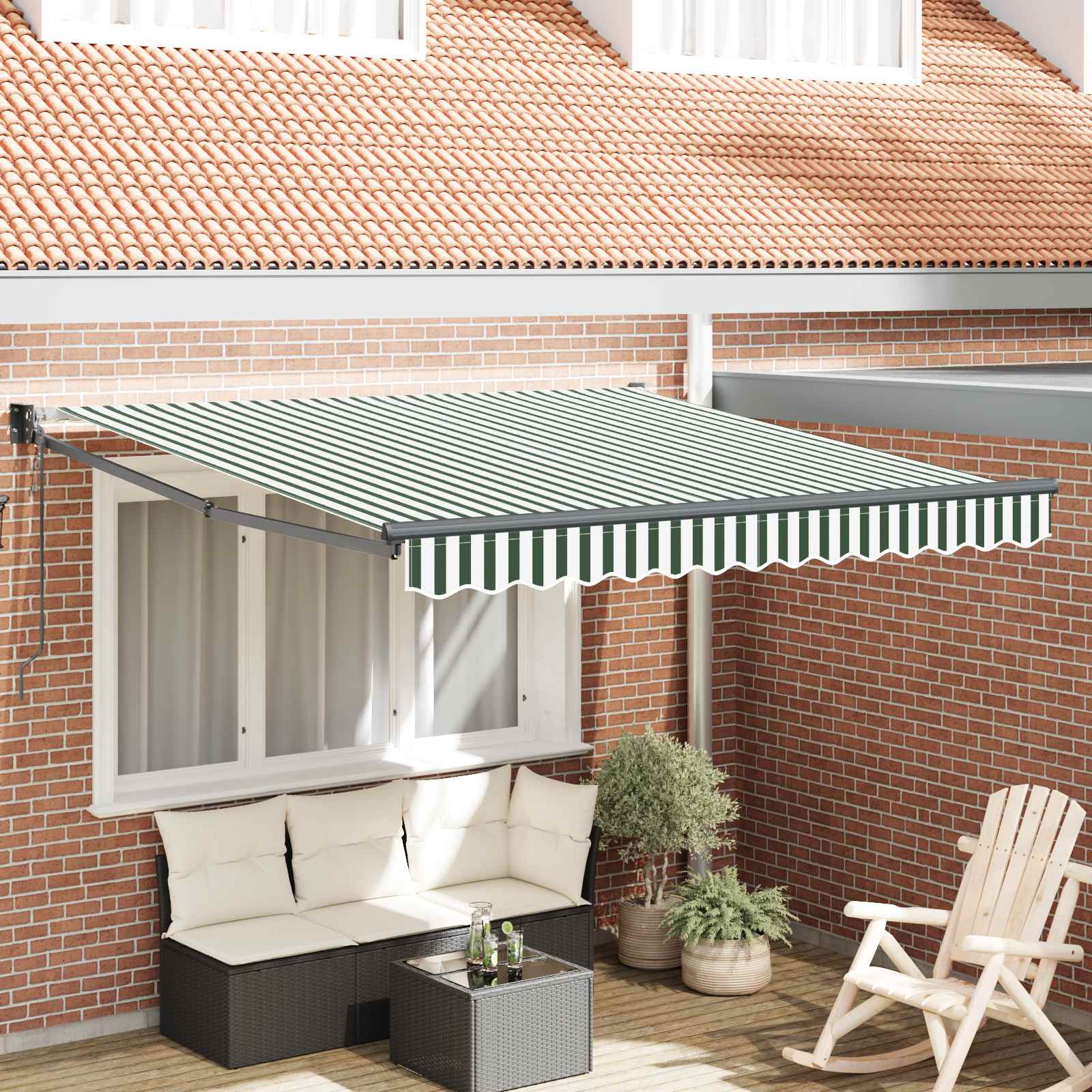 Tenda da Sole Verde e Bianco 300 x 250 x 165 cm Poliestere | homemem39