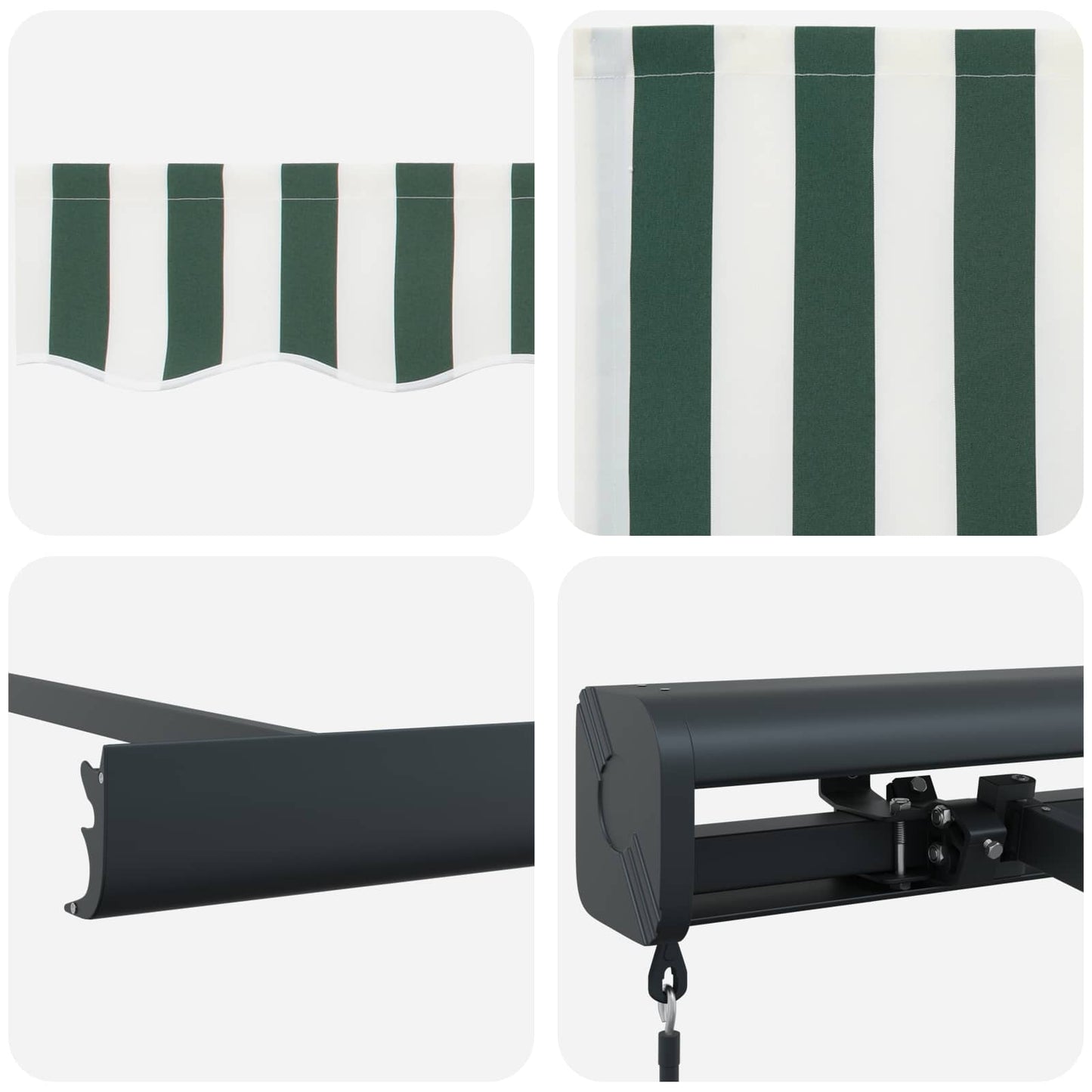 Tenda Retrattile Verde e Bianco 300 x 250 cm Tessuto e Metallo | homemem39