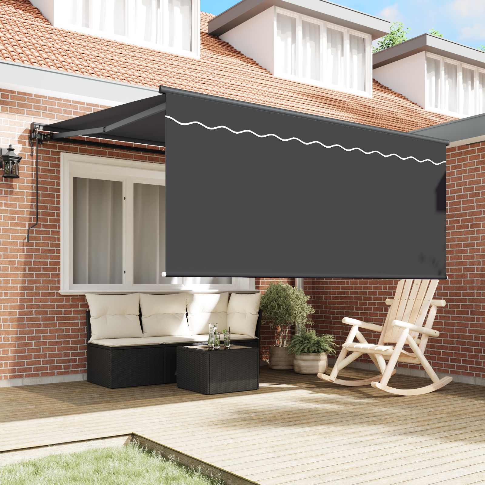 Tenda Retrattile Antracite 350 x 250 cm Poliestere e Alluminio | homemem39