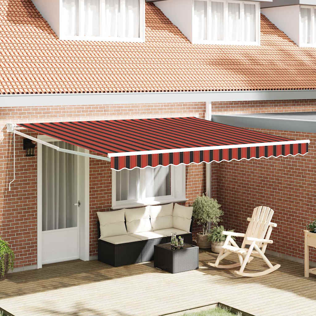 Tenda retrattile Rosso e Nero 350 x 250 cm Tessuto e Alluminio