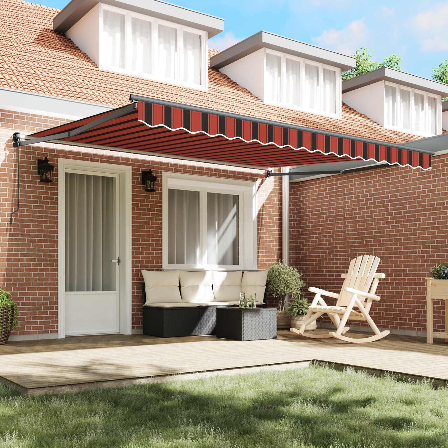 Tenda retrattile arancione e marrone 350 x 250 cm | homemem39
