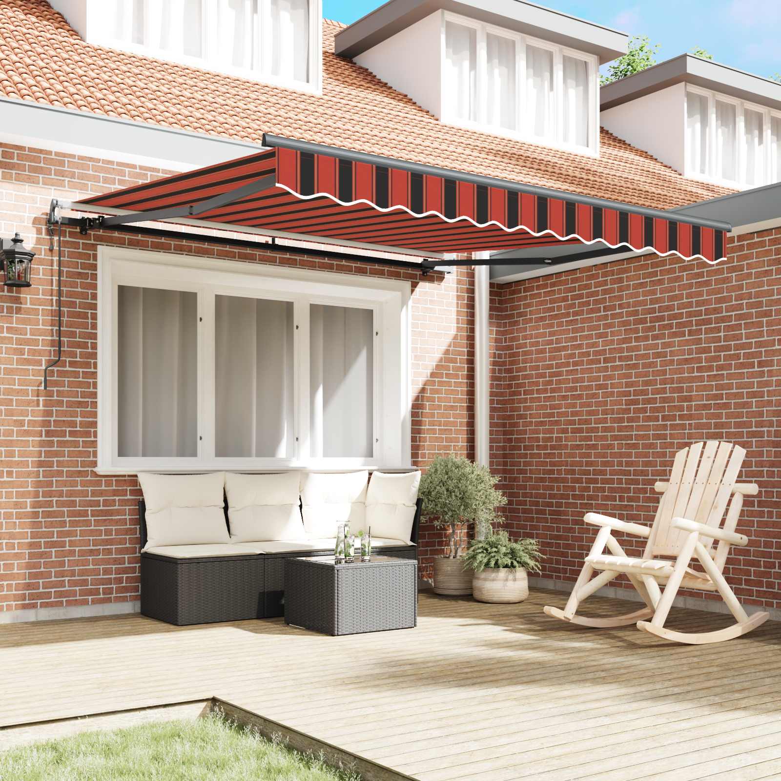 Tenda retrattile Rosso e Nero 350 x 250 cm Tessuto e Alluminio | homemem39