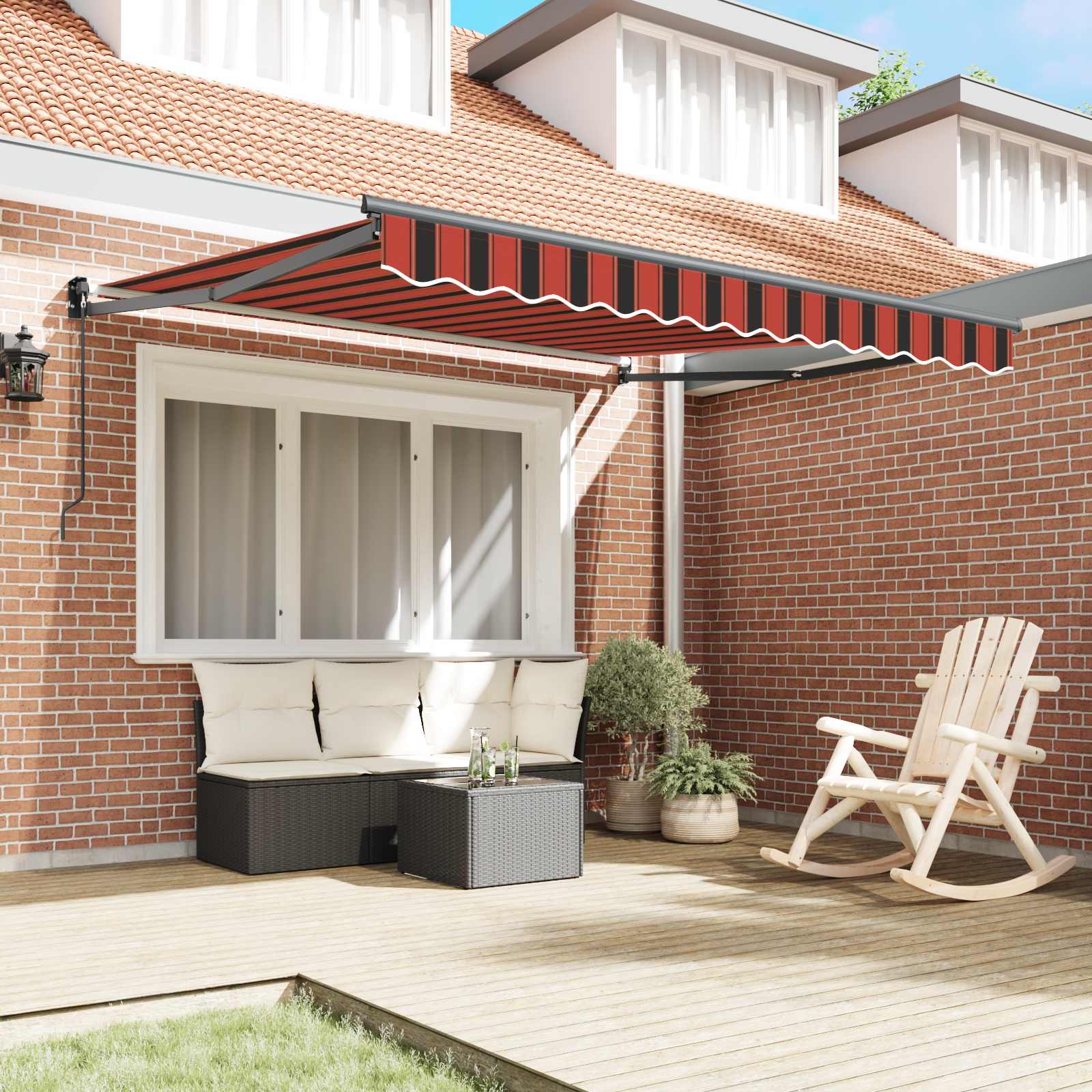 Tenda da Sole Rosso e Nero 350 x 250 x 165 cm Poliestere | homemem39