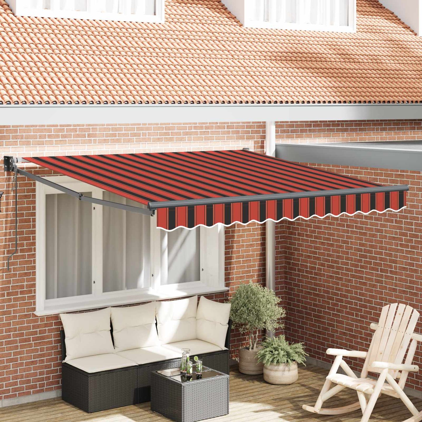 Tenda retrattile Rosso e Nero 350 x 250 x 165 cm | homemem39