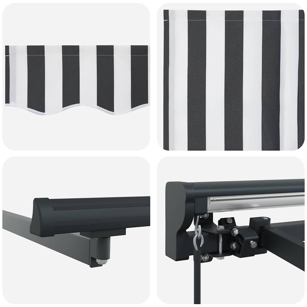 Tenda Retrattile Antracite e Bianco 350x250 cm Tessuto