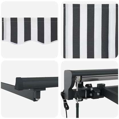 Tenda Retrattile Antracite e Bianco 350x250 cm Tessuto