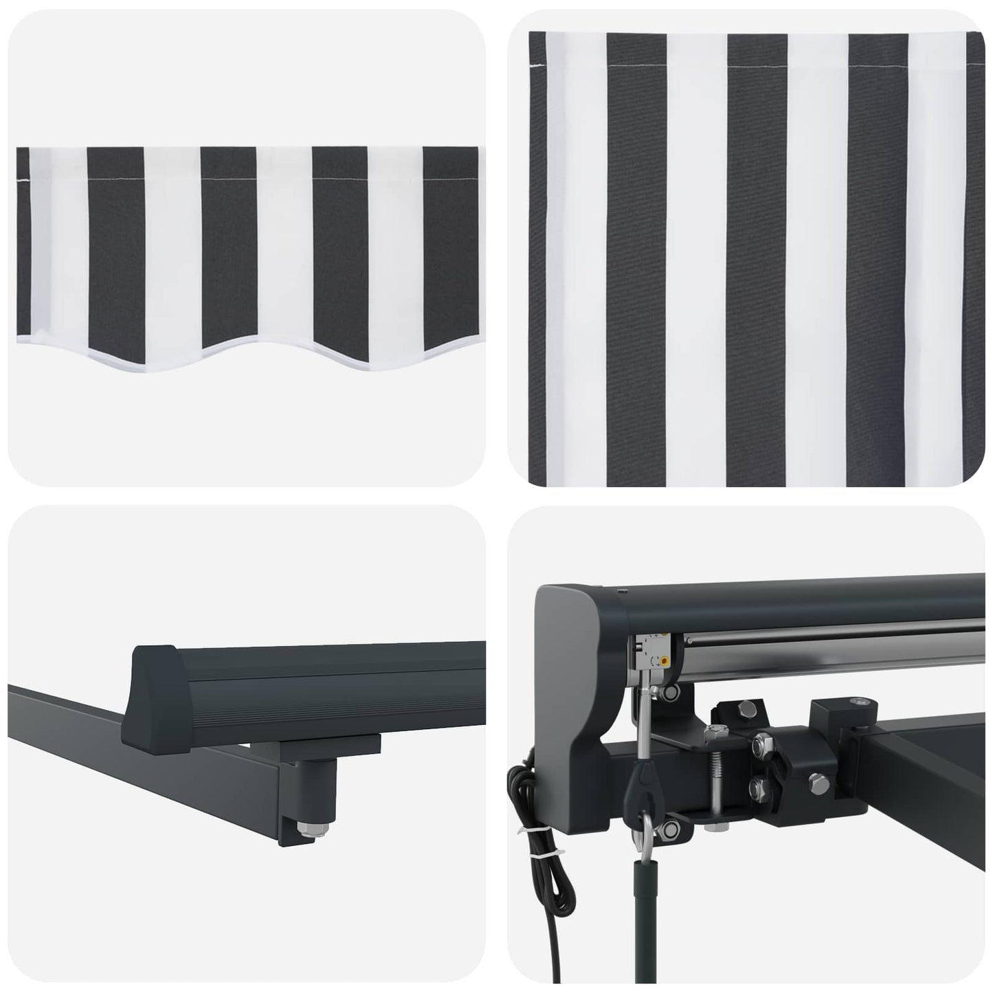 Tenda Retrattile Antracite e Bianco 350 x 250 cm