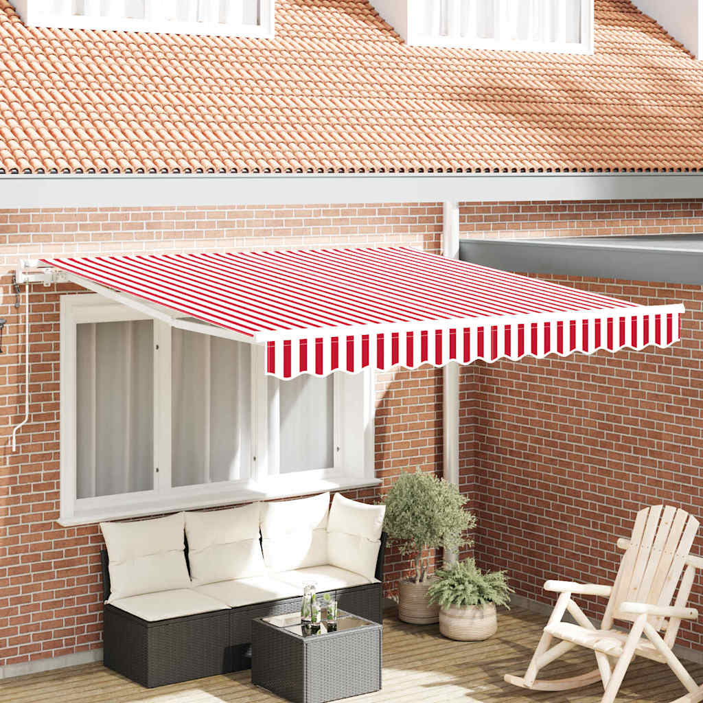 Tenda Retrattile 350 x 250 cm Rosso e bianco - homemem39