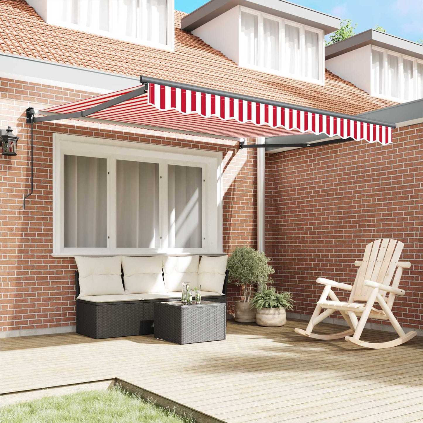 Tenda retrattile Rosso e Bianco 350 x 250 cm | homemem39
