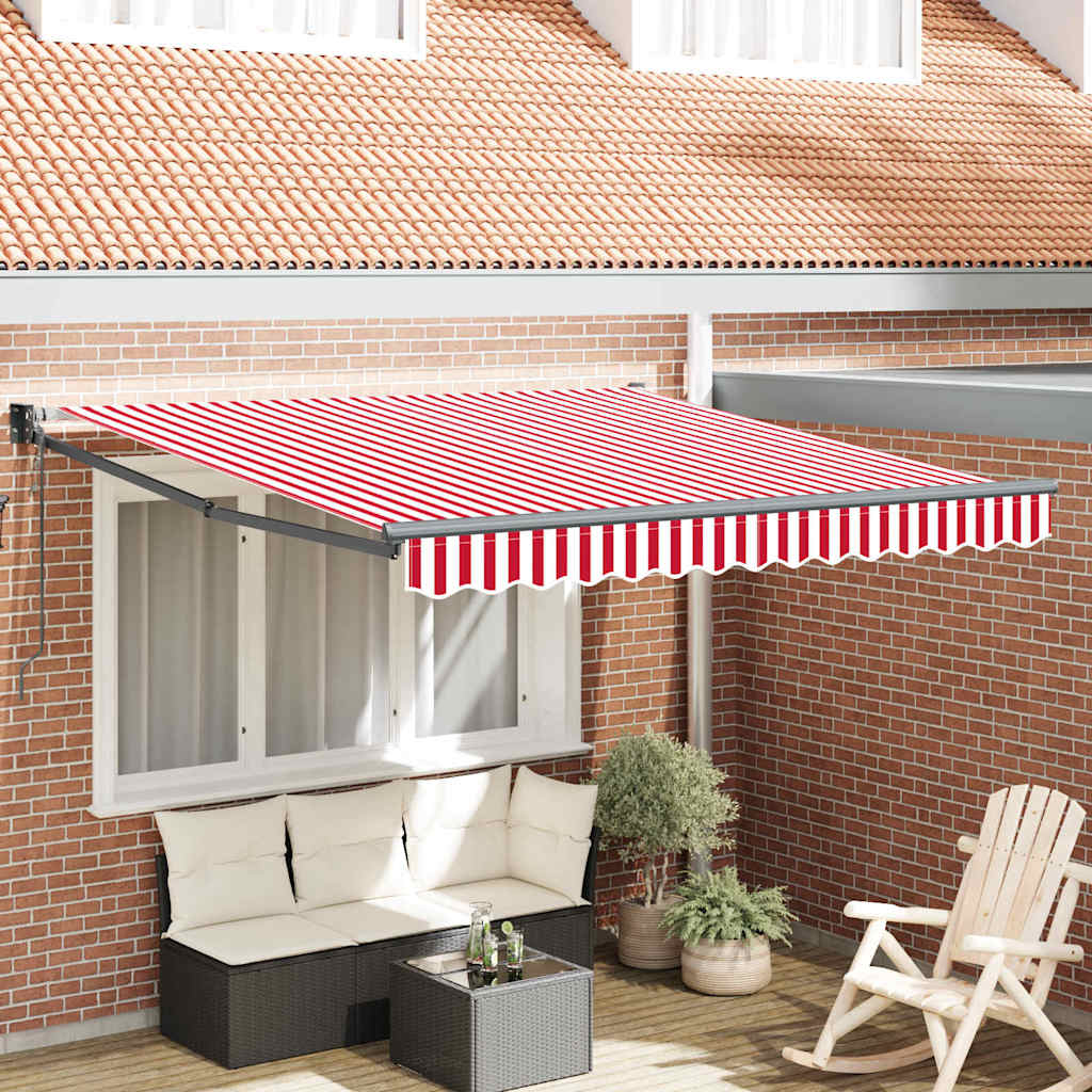 Tenda Retrattile Rosso e bianco 350 x 250 cm Tessuto - homemem39