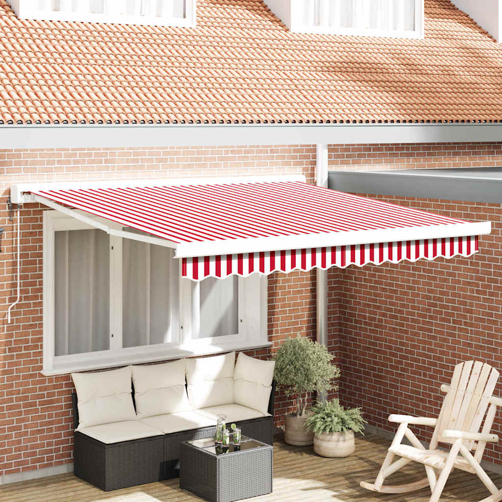 Tenda Retrattile Rosso e bianco 350 x 250 cm Tessuto, Metallo - homemem39