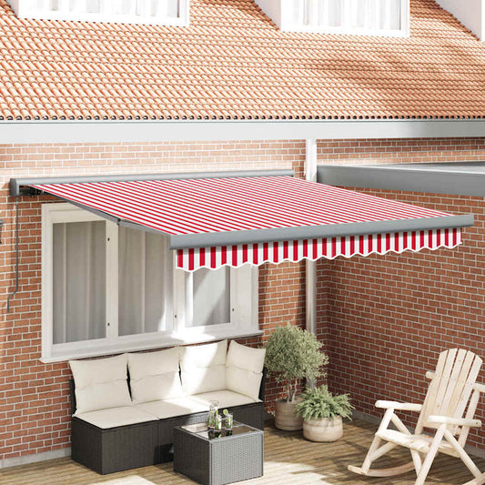 Tenda Retrattile Rosso e Bianco 350 x 250 cm Tessuto e Metallo - homemem39