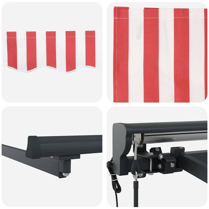 Tenda Retrattile Striscia Rossa e Bianca 350x250 cm Tessuto