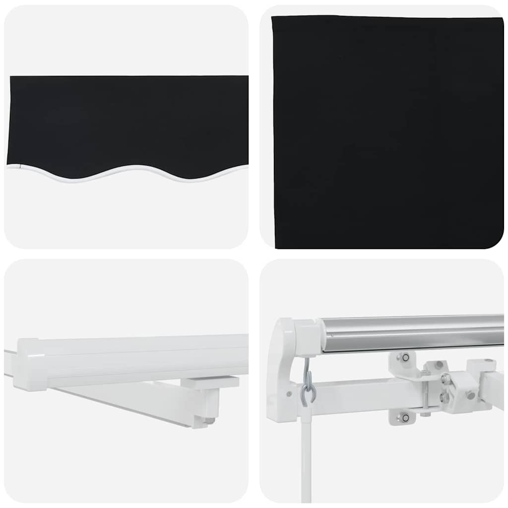 Tenda retrattile Nero 350 x 250 cm Tessuto e Alluminio | homemem39