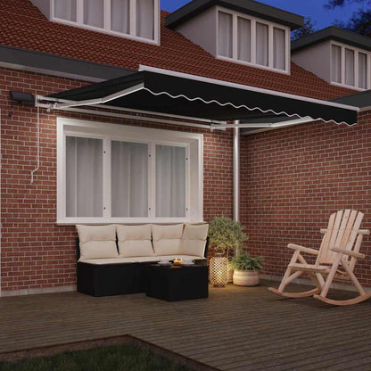 Tenda retrattile Nero 350 x 250 cm Tessuto e Alluminio | homemem39