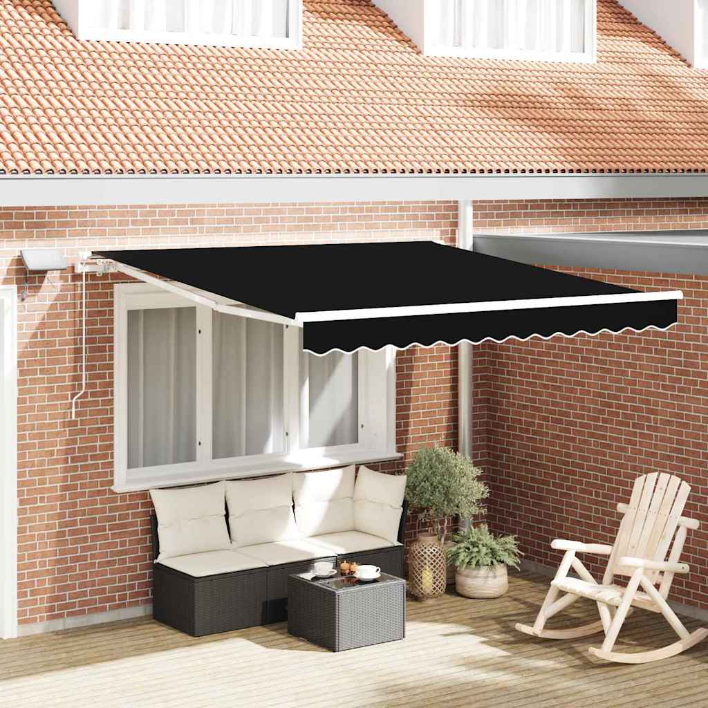 Tenda retrattile Nero 350 x 250 cm Tessuto e Alluminio | homemem39