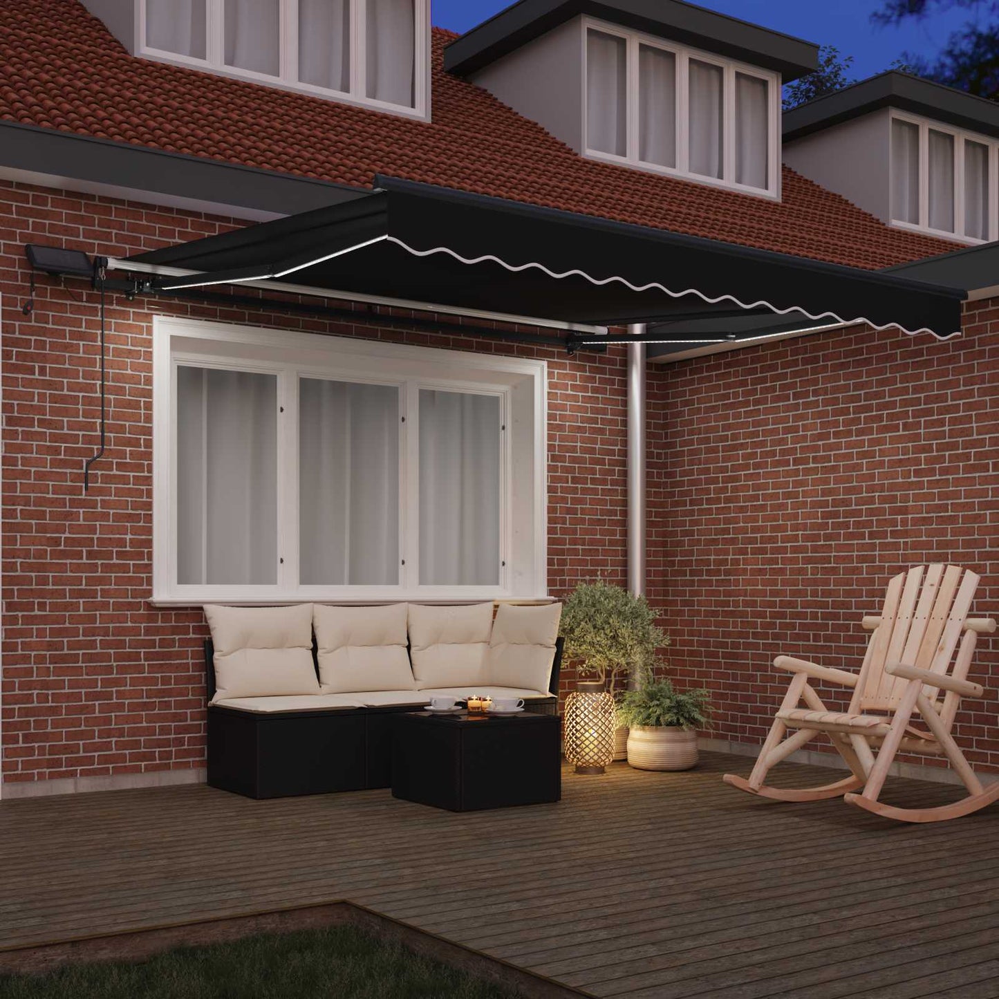 Tenda retrattile Nero 350 x 250 cm Tessuto e Alluminio | homemem39