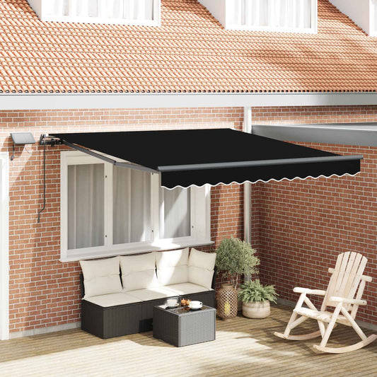 Tenda retrattile Nero 350 x 250 cm Tessuto e Alluminio | homemem39
