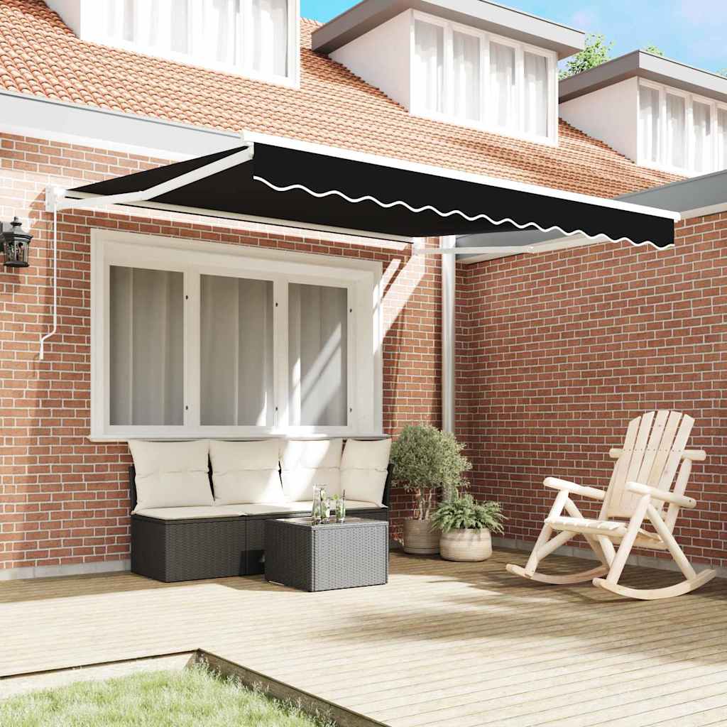 Tenda retrattile Nero 350 x 250 cm 100% Poliestere e Alluminio | homemem39