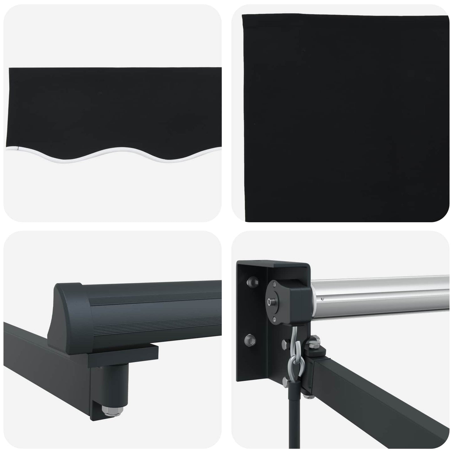 Tenda retrattile Nero 350 x 250 cm 100% Poliestere e Alluminio | homemem39