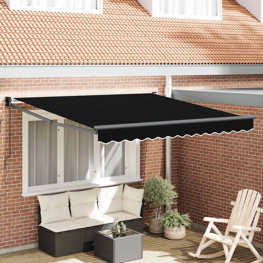 Tenda retrattile Nero 350 x 250 cm 100% Poliestere e Alluminio | homemem39