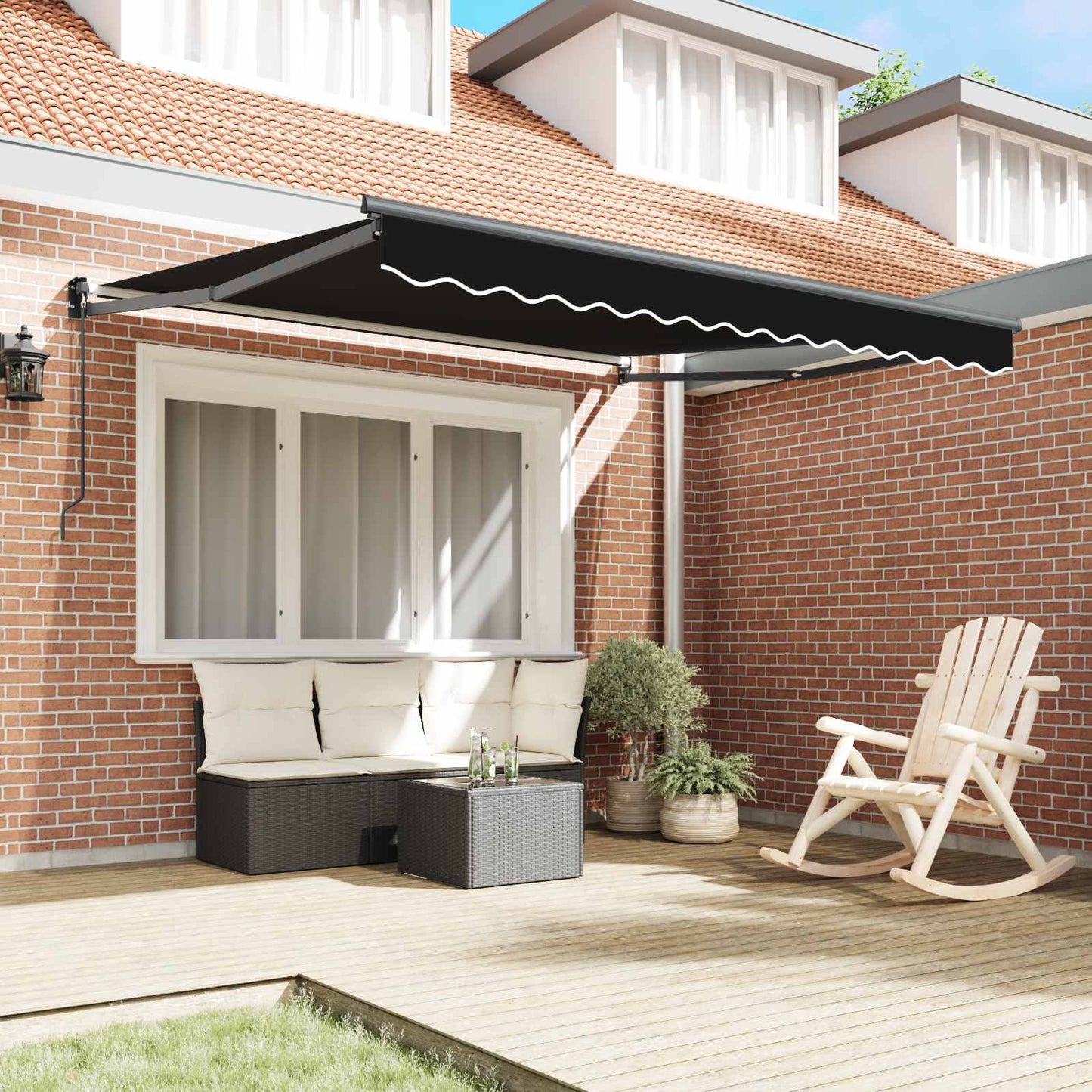 Tenda retrattile Nero 350 x 250 cm 100% Poliestere e Alluminio | homemem39