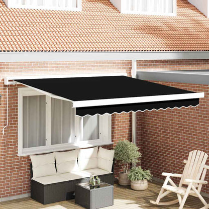 Tenda Retrattile Nero 350 x 250 cm Tessuto e Metallo - homemem39