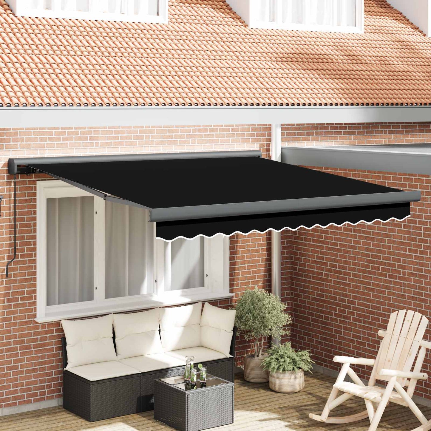 Tenda retrattile Nero 350 x 250 cm Tela e Alluminio | homemem39