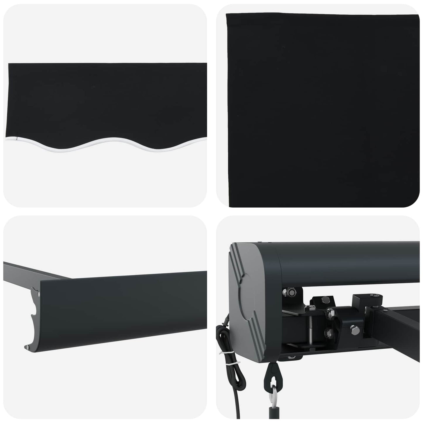 Tenda da Sole Nero 350 x 250 x 165 cm Poliestere e Alluminio