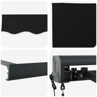 Tenda da Sole Nero 350 x 250 x 165 cm Poliestere e Alluminio