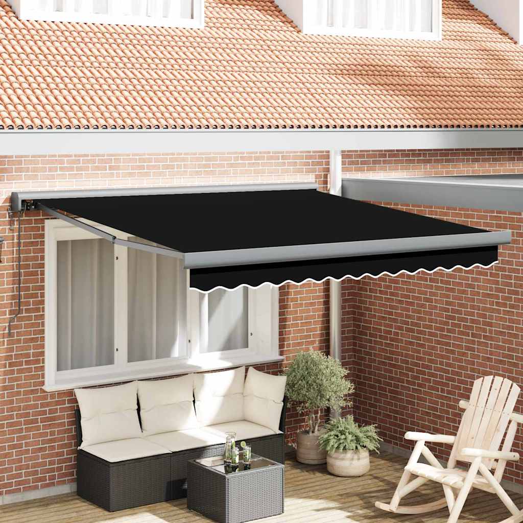 Tenda Retrattile Nero 350 x 250 cm Tessuto, Metallo - homemem39
