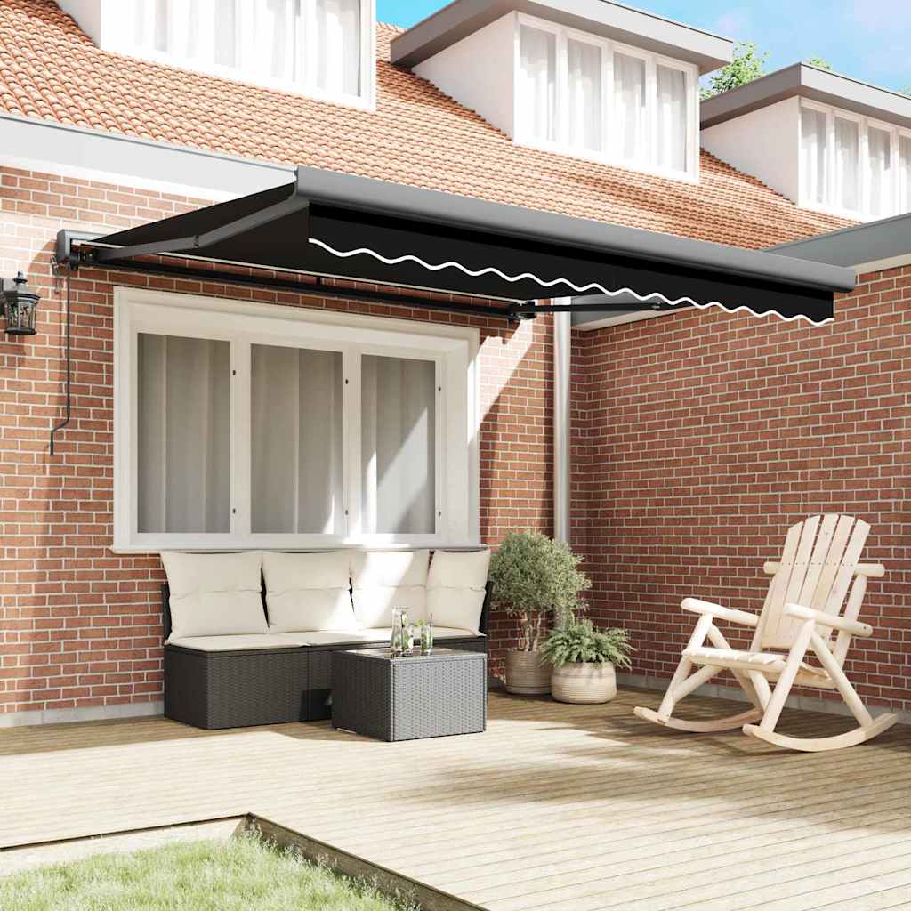 Tenda Retrattile Nero 350 x 250 cm Tessuto, Metallo - homemem39