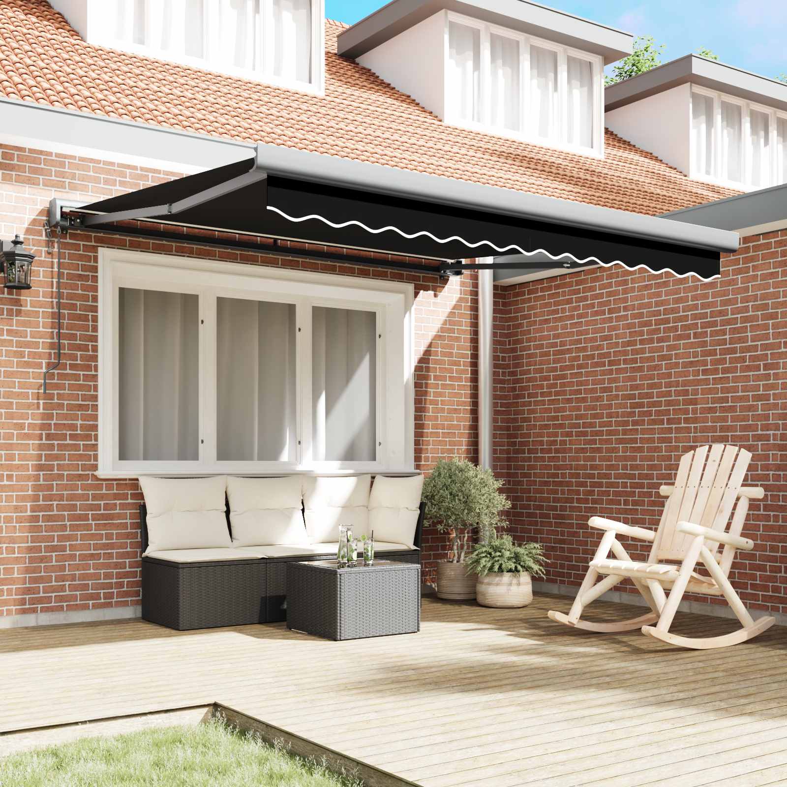 Tenda retrattile Nero 350 x 250 x 165 cm Tessuto e Metallo | homemem39