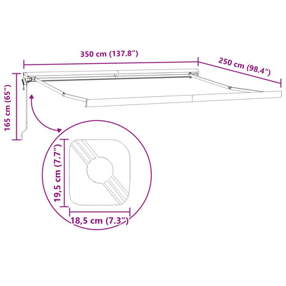 Tenda da Sole Nero 350 x 250 x 165 cm Poliestere e Alluminio