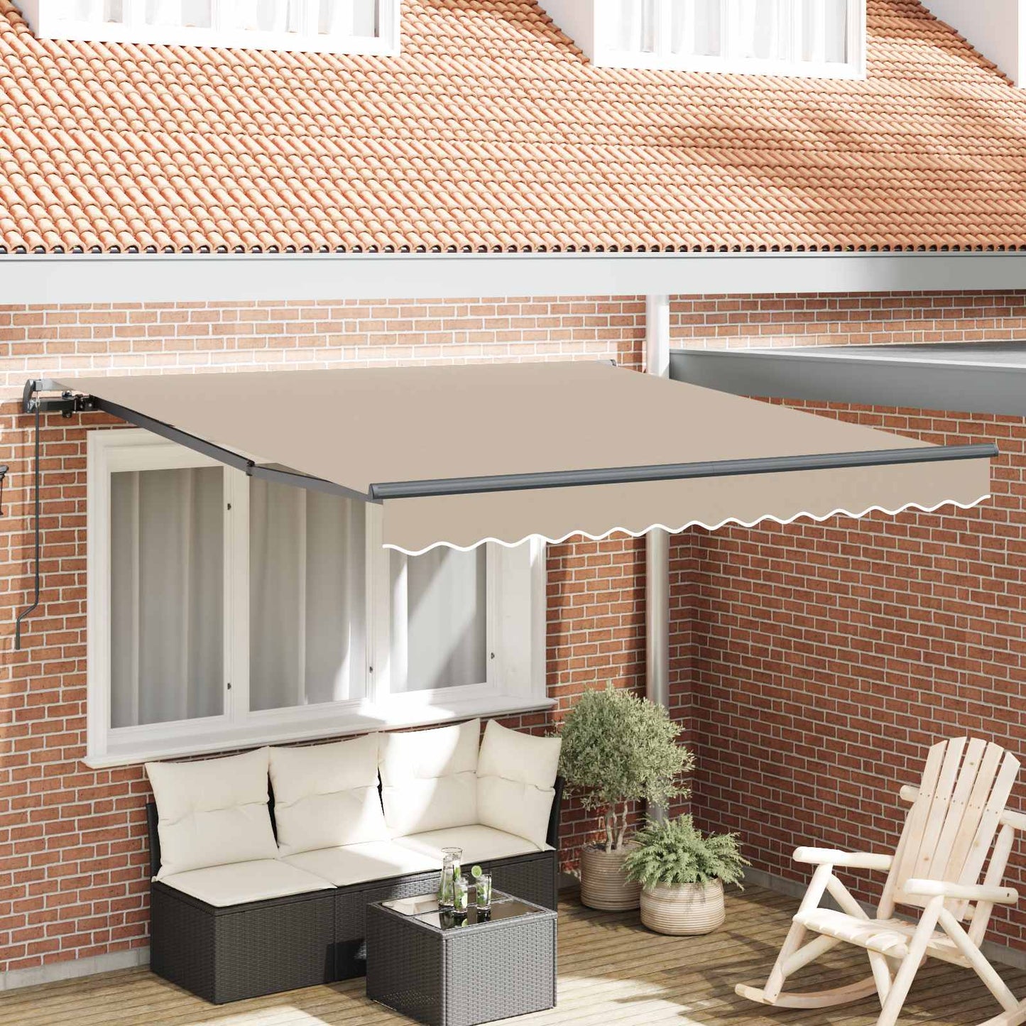 Tenda retrattile Beige 350 x 250 cm Poliestere e Alluminio | homemem39