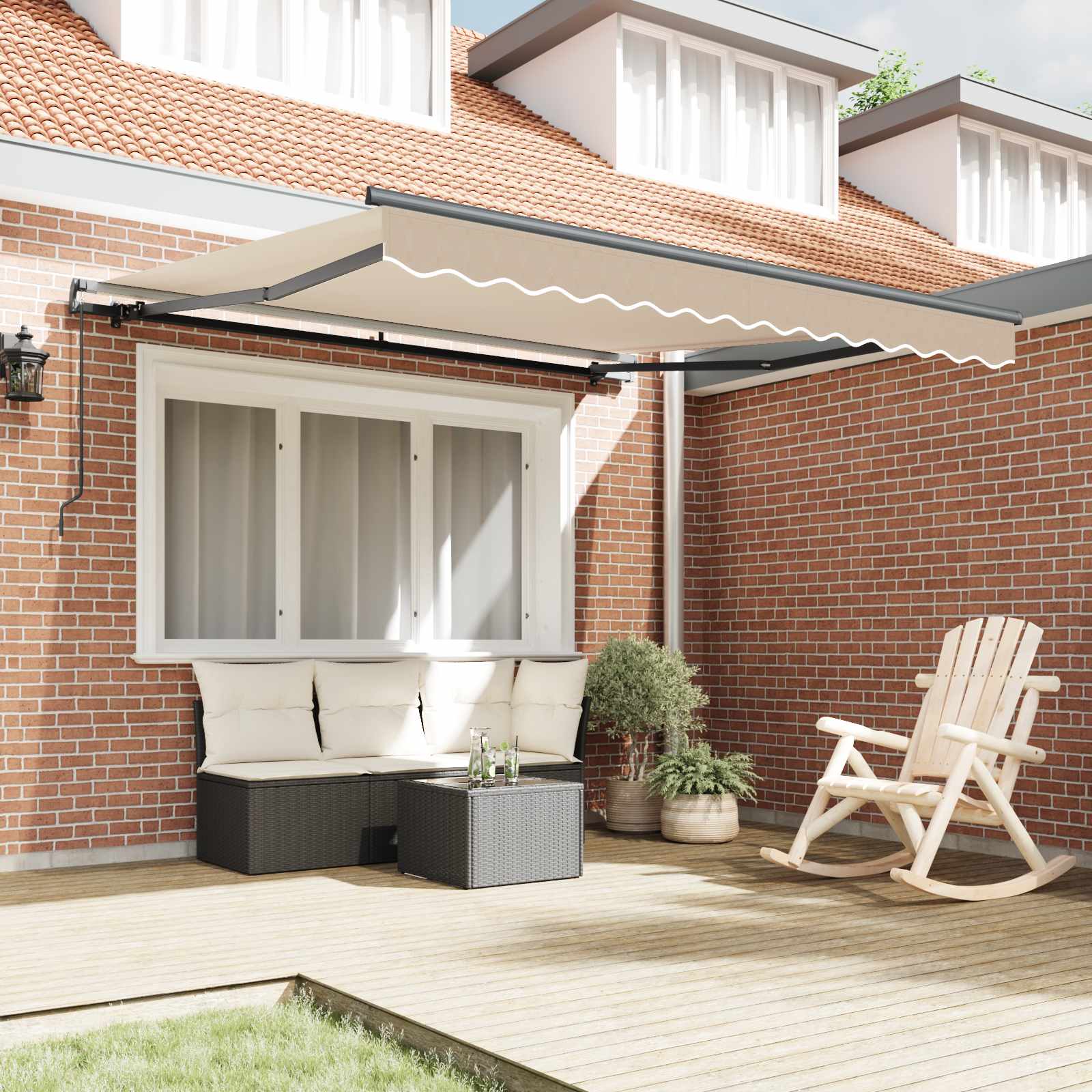 Tenda retrattile Beige 350 x 250 cm Poliestere e Alluminio | homemem39