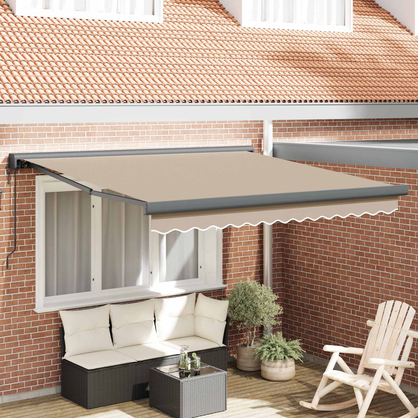 Tenda retrattile Beige 350 x 250 cm Tessuto e Metallo | homemem39