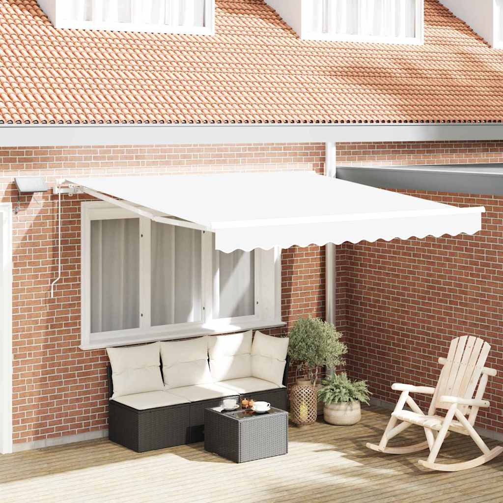 Tenda retrattile Bianco 350 x 250 cm Tessuto e Alluminio | homemem39