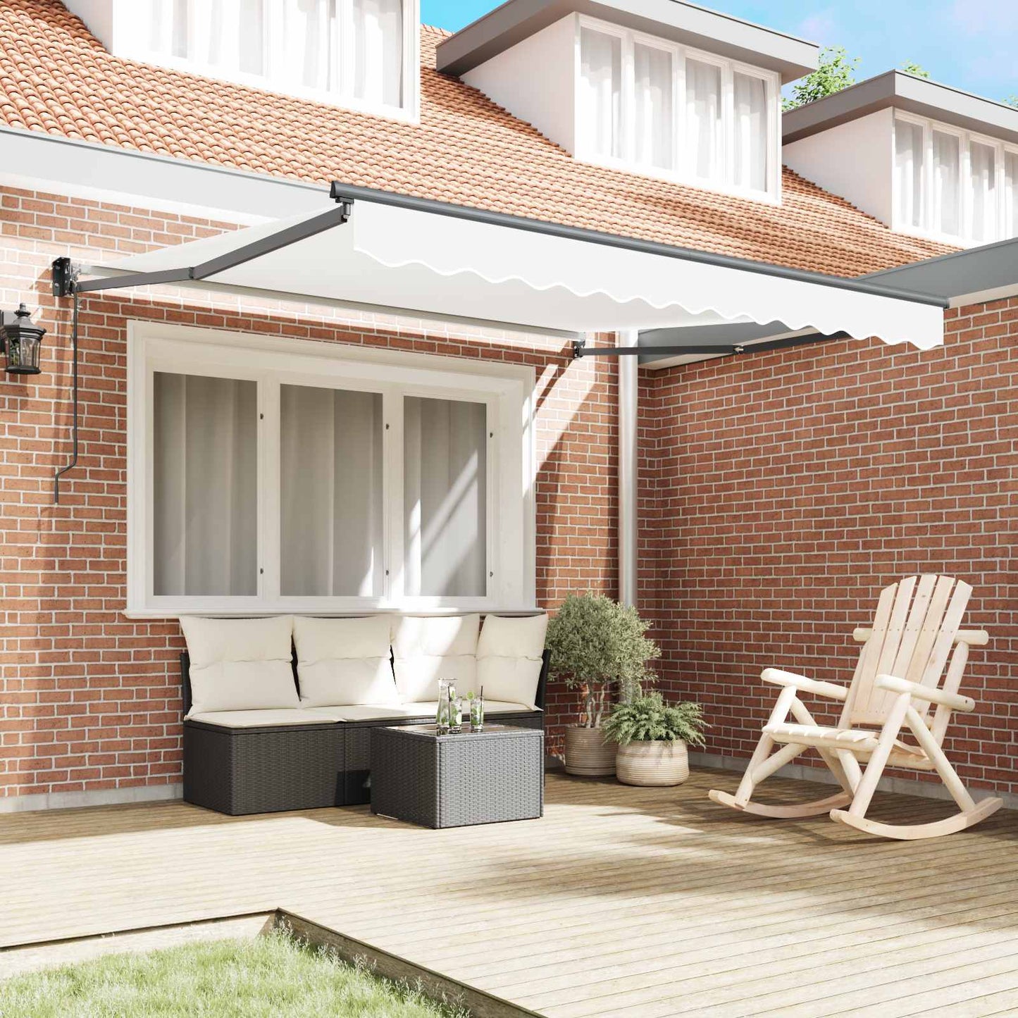 Tenda retrattile Bianco 350 x 250 cm Poliestere e Metallo | homemem39