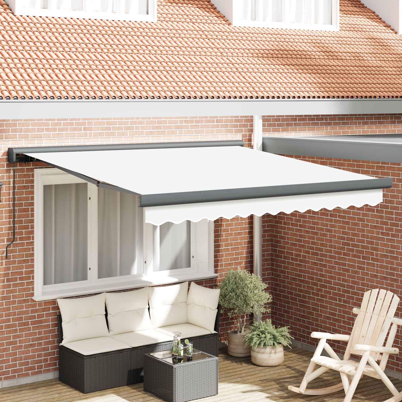 Tenda retrattile Bianco 350 x 250 cm Tela e Alluminio | homemem39