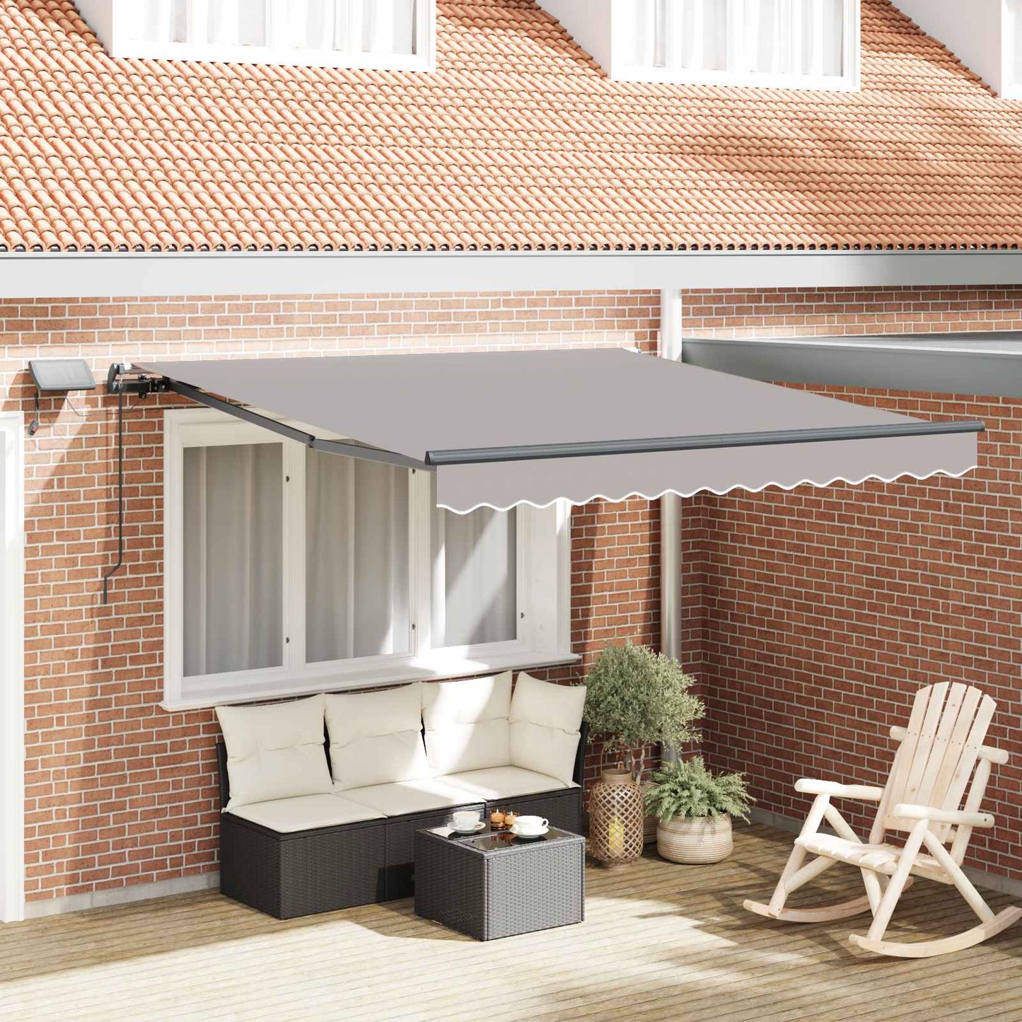 Tenda retrattile Grigio Chiaro 350 x 250 cm Tessuto e Alluminio | homemem39